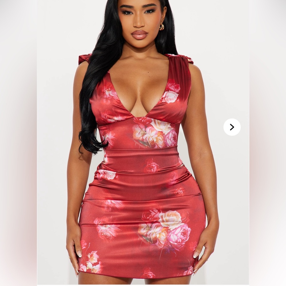 Fashion Nova Red Floral Mini Dress